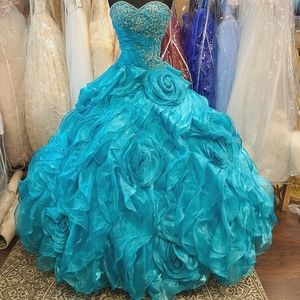 Aqua Rosette Ballgown